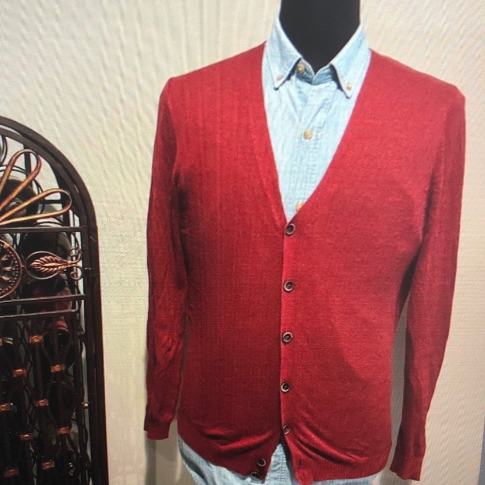 Men's Red Cardigan Sweater